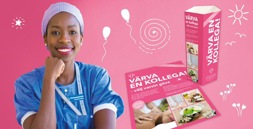 Värva en kollega, material med affisch och bordspratare