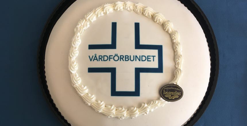 Tårta med Vårdförbundslogga